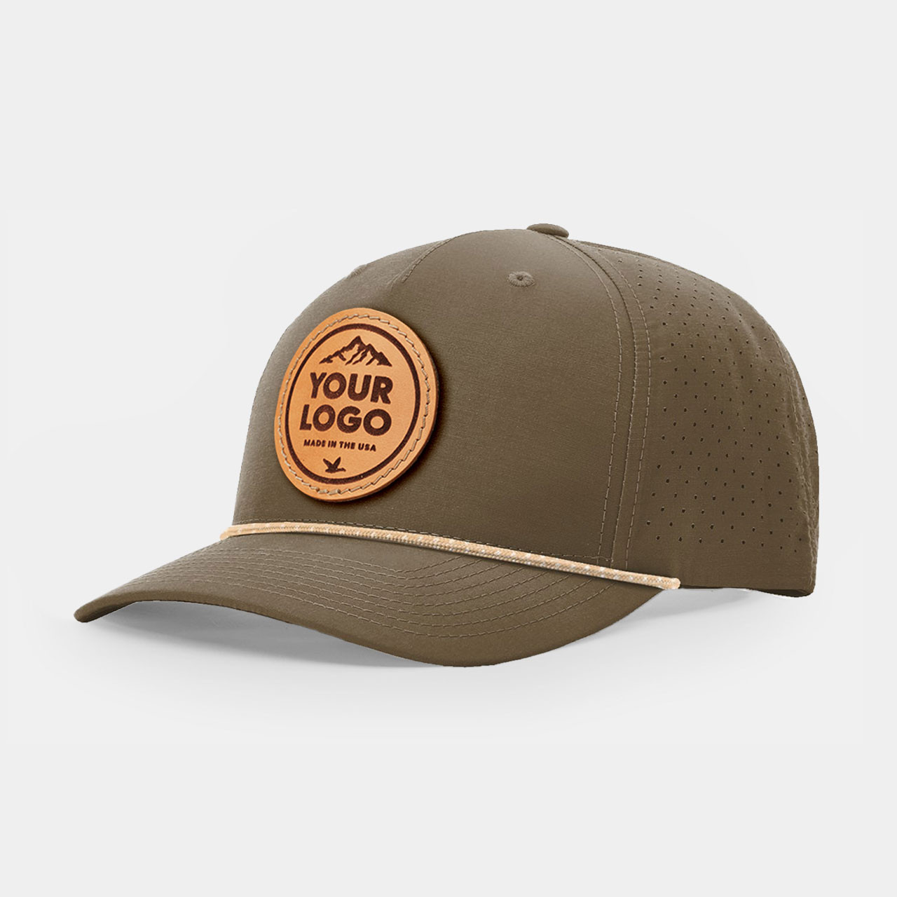 Richardson 355 Laser Perf Performance Rope Cap, Custom Leather Patch ...