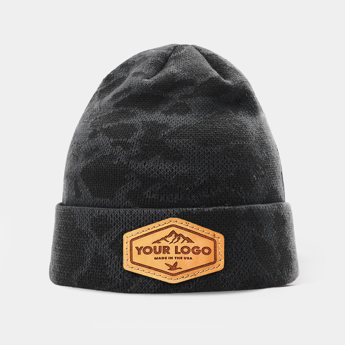 Richardson 126 Duck Camo Beanie, Custom Leather Patch Hat