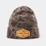 Richardson 126 Duck Camo Beanie, Custom Leather Patch Hat Richardson 126 Duck Camo Beanie, Custom Leather Patch Hat