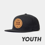M946 Youth Flat Bill Snapback, Custom Leather Patch Hat
