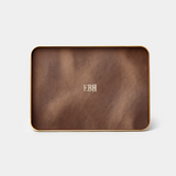 Brass Tray with Leather Insert, Personalized