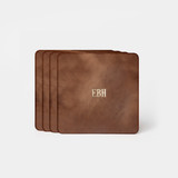 Custom Leather Coasters, Personalized (Set of 4)