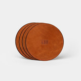 Custom Leather Coasters, Personalized (Set of 4)