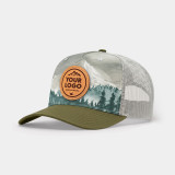 Locale Printed Trucker Cap, Custom Leather Patch Hat