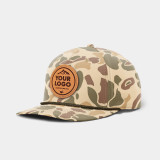 Richardson 258P Printed 5 Panel Classic Rope Cap, Custom Leather Patch Hat