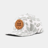 Richardson 258P Printed 5 Panel Classic Rope Cap, Custom Leather Patch Hat