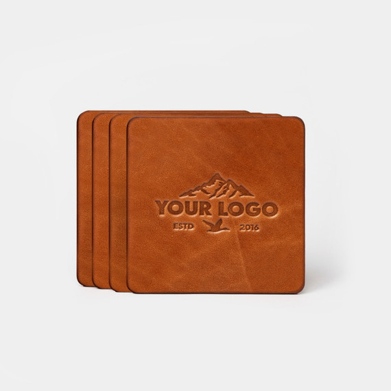 Leather Coasters, Custom Logo (100 Piece Minimum)