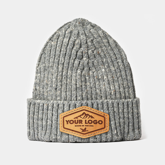 Richardson 146 Waffle Knit Beanie w/Cuff, Custom Leather Patch Hat