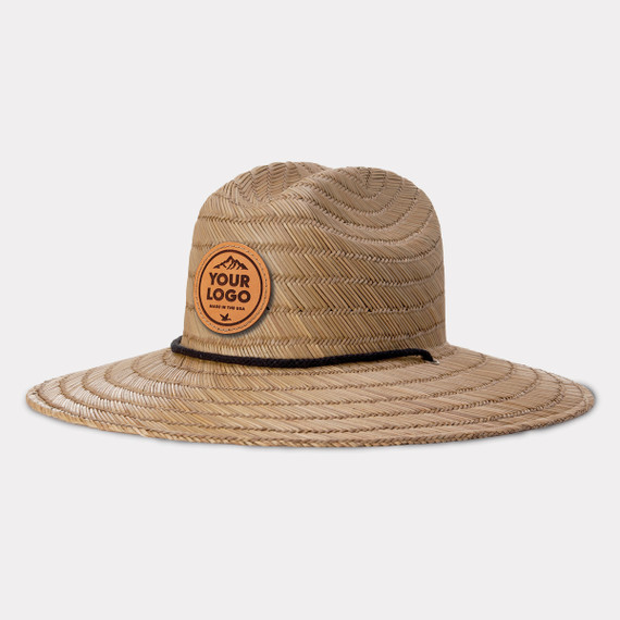 Custom Leather Patch Straw Hat, Made in the USA