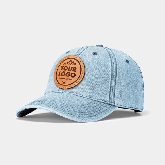 Richardson 382 Snow Washed Cap, Custom Leather Patch Hat Richardson 382 Snow Washed Cap, Custom Leather Patch Hat