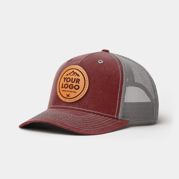 Richardson 112WH Hawthorne, Custom Leather Patch Hat Richardson 112WH Hawthorne, Custom Leather Patch Hat