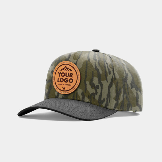 Monomoy M20 5 Panel Champ Trucker, Custom Leather Patch Hat