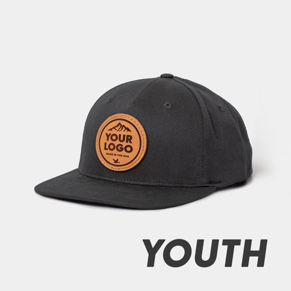 Monomoy M915 Bull Youth Snap Back Trucker, Custom Leather Patch Hat