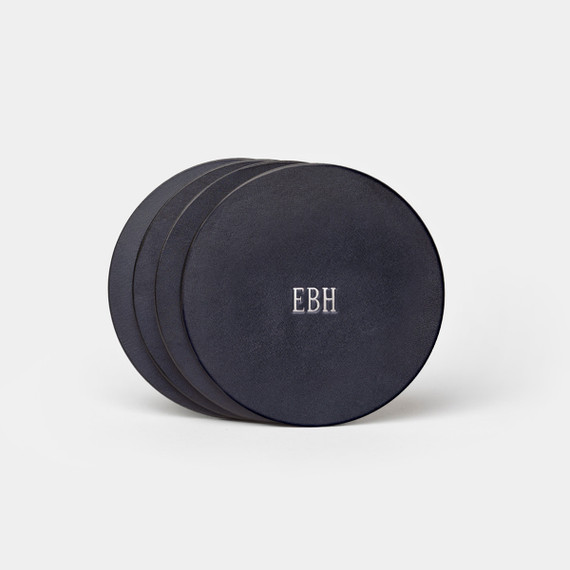 Custom Leather Coasters, Personalized (Set of 4)