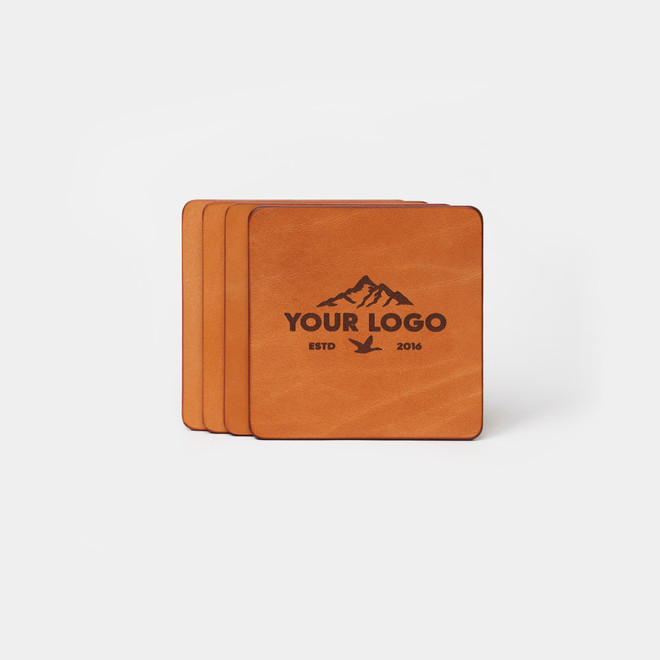 Custom Leather Coaster Set of 4