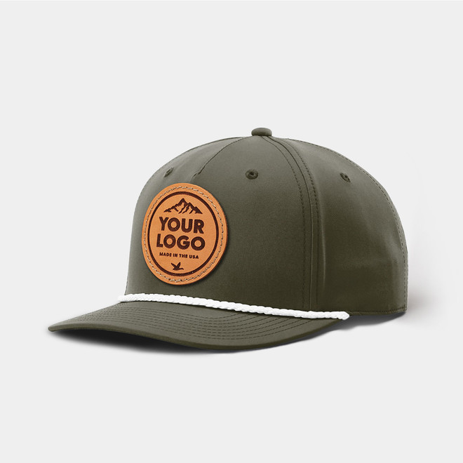 Richardson 258 Five Panel Rope Trucker, Custom Leather Patch Hat