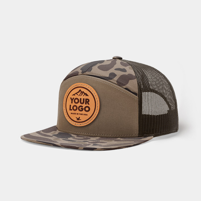 Richardson 168P 7 Panel Trucker, Custom Leather Patch Hat