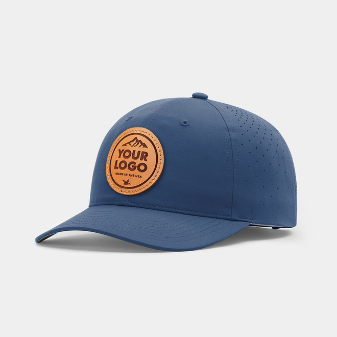 Richardson 226 Relaxed Performance Trucker in Light Blue Custom Leather Patch Hat