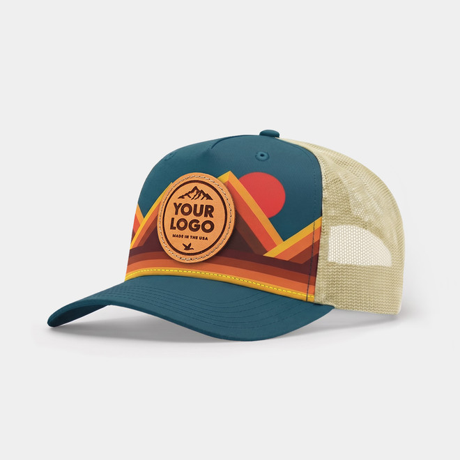 Locale Printed Trucker Cap, Custom Leather Patch Hat