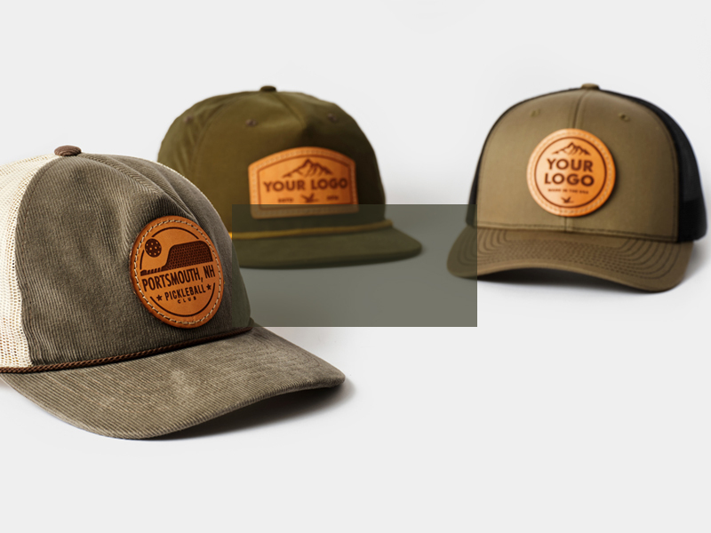 Custom leather logo caps