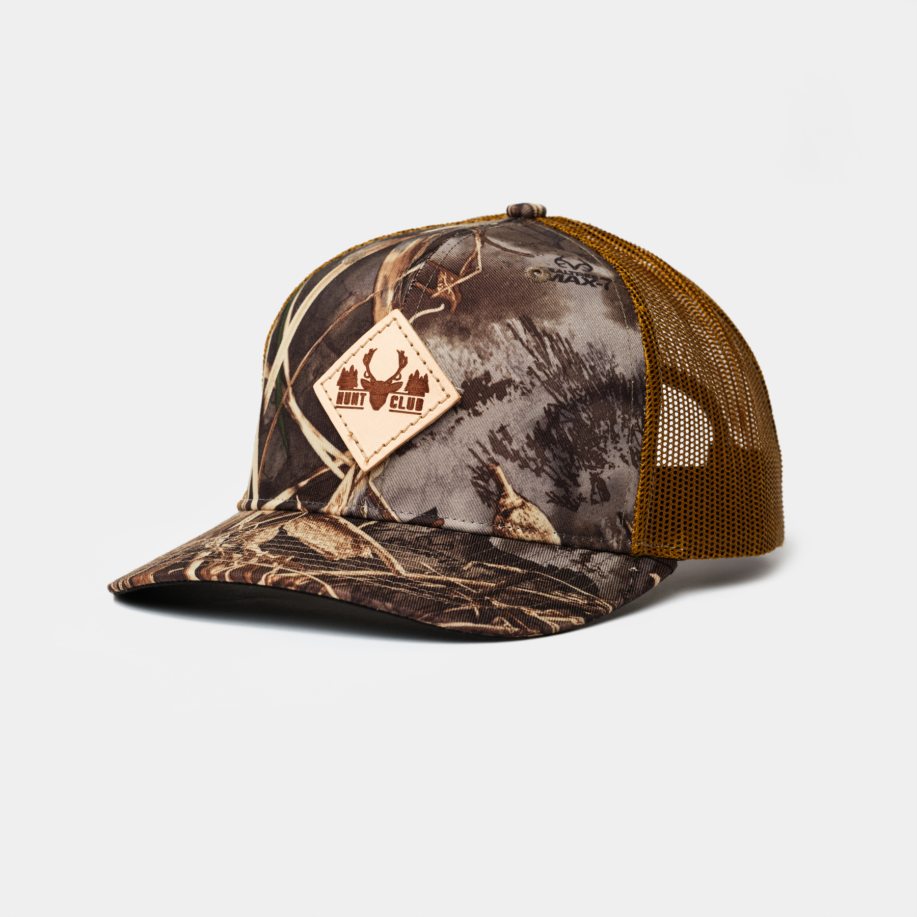 Custom Hunting Trucker Hat with Diamond Leather Patch
