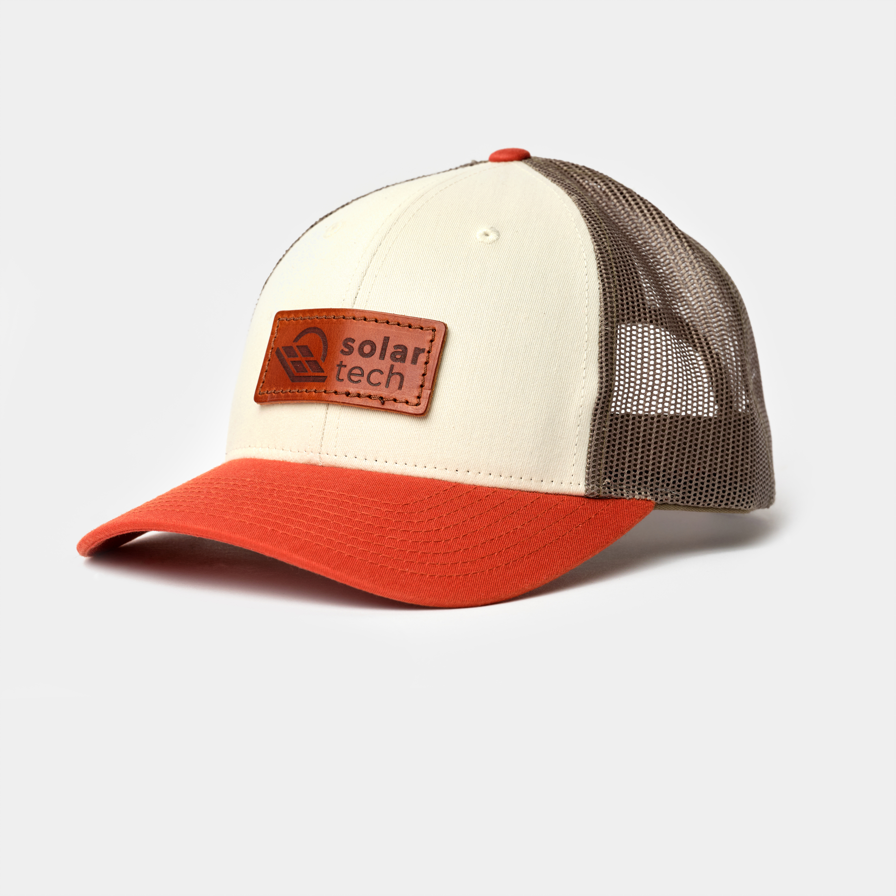 Custom Low Profile Trucker Hat with Rectangle Leather Patch