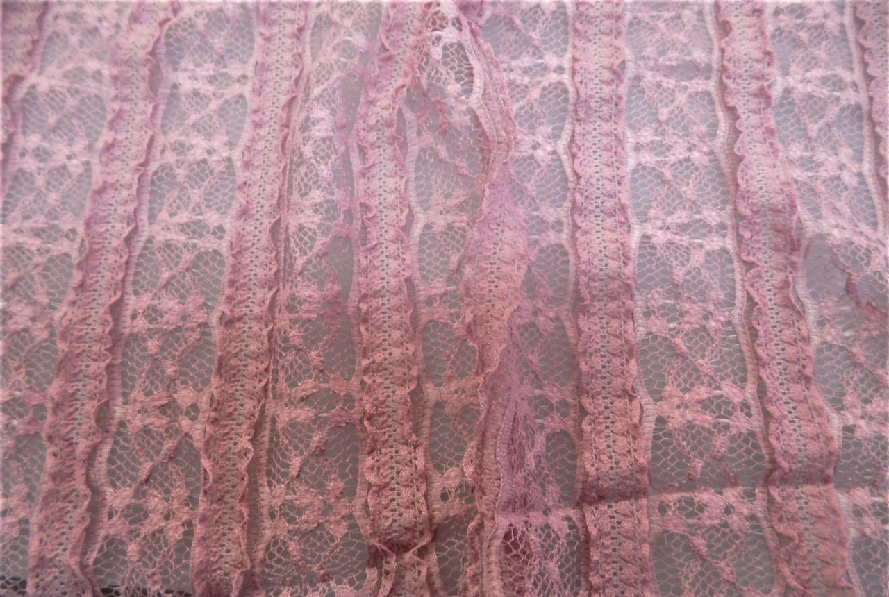 Solid Pink Floral Texture Stretch Lace Fabric