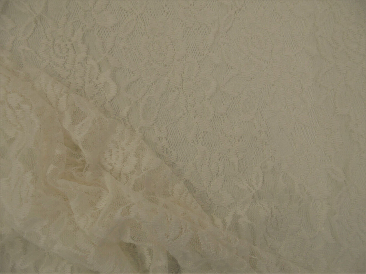 Embroidered Stretch Lace Apparel Fabric Sheer Parchment White Floral OO56