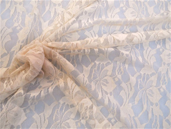 Discount Fabric Stretch Mesh Lace Cream Floral Sheer A704 Discount Fabric Stretch Mesh Lace Cream Floral Sheer A704