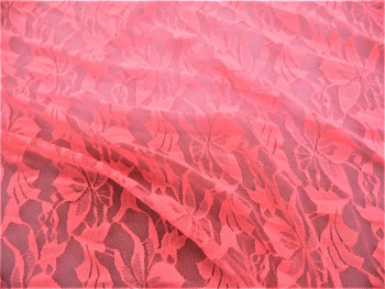 Discount Fabric Stretch Mesh Lace Neon Pink Floral Sheer B400 Discount Fabric Stretch Mesh Lace Neon Pink Floral Sheer B400
