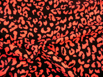 Bullet Printed Liverpool Textured Fabric Stretch Cheetah Black Neon Coral P52 Bullet Printed Liverpool Textured Fabric Stretch Cheetah Black Neon Coral P52