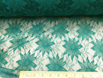 Discount Fabric Stable Mesh Lace Dark Teal Floral LC307