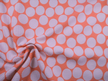 Bullet Printed Liverpool Textured Fabric Stretch Peach Big White Polka Dot O10