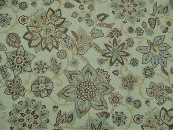Diversitex Kingsway Green Ivory Orange Brown Floral Upholstery Drapery  Fabric