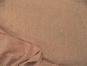 Embroidered Eyelet Crinkled Bubble Gauze 100% Cotton Dusty Peach GG36 Embroidered Eyelet Crinkled Bubble Gauze 100% Cotton Dusty Peach GG36