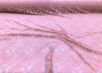 Embroidered Stretch Lace Apparel Fabric Sheer Floral Dusty Rose DD508