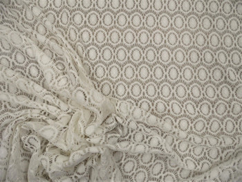 Embroidered Stretch Lace Circles Ivory