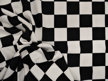 Printed Liverpool Textured Fabric 4 way Stretch Checkered Black White P170 Printed Liverpool Textured Fabric 4 way Stretch Checkered Black White P170