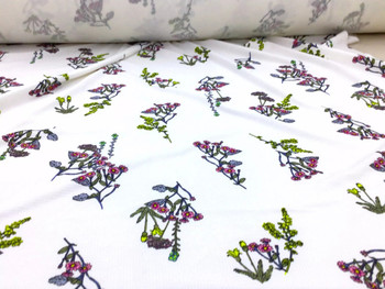 Bullet Printed Liverpool Textured Fabric Stretch Pink Blue Green White Floral P3