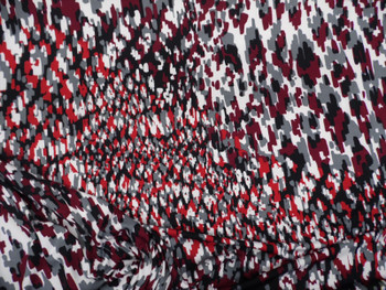 Printed DTY Spandex Stretch Apparel Fabric Red Black Gray White Abstract B408