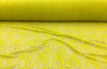 Embroidered Stretch Lace Apparel Fabric Sheer Floral Lt Chartreuse Green SS410