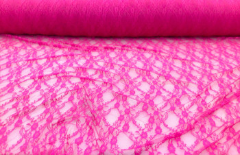 Stretch Lace Apparel Fabric Sheer Floral Strawberry Pink TT104