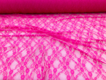Stretch Lace Apparel Fabric Sheer Floral Lattice Pink CC200