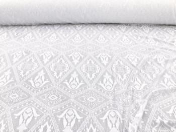 Stretch Lace Apparel Fabric Sheer Off White Diamond Geometric OO50