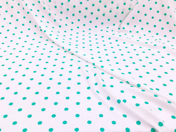 Bullet Printed Liverpool Textured Fabric Stretch White Mint Green Small Polka Dot R35