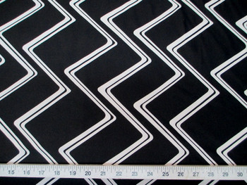 Discount Fabric Printed Nylon Lycra Bathing Suit Black White Zig Zag LY801 Discount Fabric Printed Nylon Lycra Bathing Suit Black White Zig Zag LY801