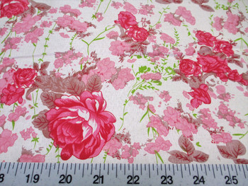Discount Fabric Cotton Apparel Pink and Tan Floral K305 Discount Fabric Cotton Apparel Pink and Tan Floral K305