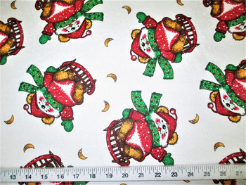 Discount Fabric Cotton Apparel Christmas Sledding Mouse Snowflakes T21