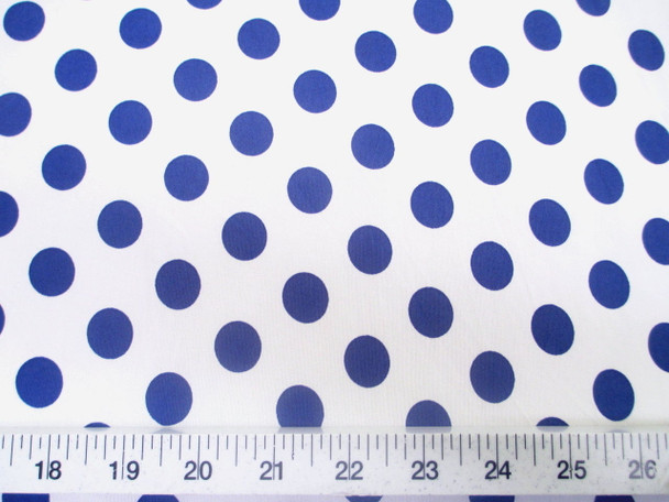 Discount Fabric Printed Jersey Knit ITY Stretch White with Blue Polka Dots G202