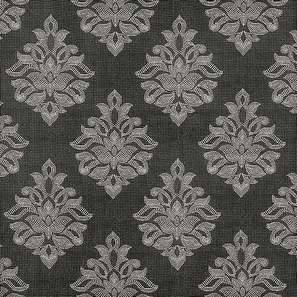 Fabric Robert Allen Beacon Hill Sea Rose Black White Silk Drapery HH36